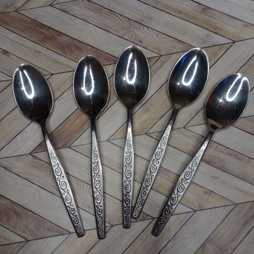Gorham SPANISH SCROLL Stainless Burnished Glossy Silverware 5 Teaspoon 6 1/8 in